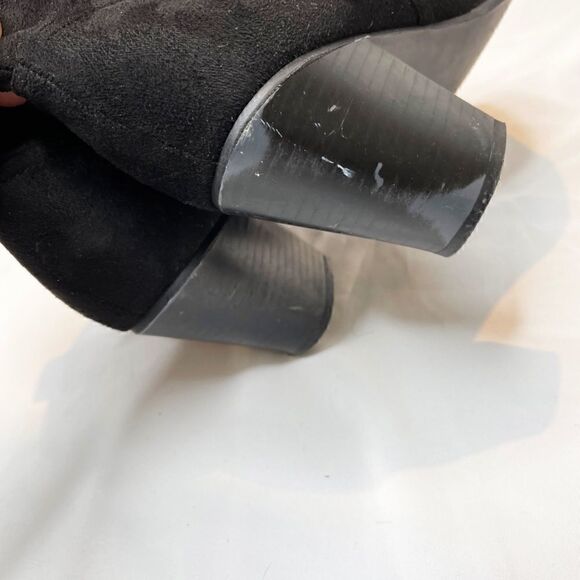 𝅺black Vegan Suede Booties With Fringe - Picture 3 of 8